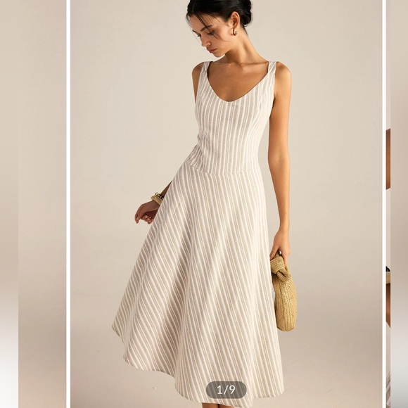 Commense, Striped Asymmetrical Hem Midi Dress, Size M | 0405 - Picture 1 of 8